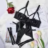 BHs Sets Sexy Dessous Satin Brust Schleife Sling Dreiteiliges Set für Frauen Einfarbig Bindung Bogen Unterwäsche Körper