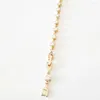 Link Bracelets Women Rose 585 Gold Color Fashion Jewelry 22CM Long 5MM Wide Hand Catenary Zircon For