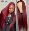 Ishow 1440inch 99j Burgundy HD Transparent Lace Front Wig Human Hair Wigs 13x4 13x6 5x5 4x4 350 Straight Curly Water Loose Deep 3234551