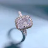 Rulalei Wedding Rings Luxury Jewelry Soild 100% 925 Sterling Silver Radiant Shape Moissanite Diamond Party Eternity 6*9 Women Engagement Band Ring Gift