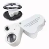 محمولة 30x 60x مجهر مجهر مجهر العيون العيون Loupe Magnifier مجوهرات قابلة للطي مكبرة مع الأحجار الكريمة LED مشرق 30x22mm 60x12mm 9889