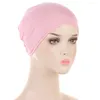 Etniska kläder Pure Color Women Prayer Hatts Muslim Turban Pullover Cap Bonnet Undercap Cancer Hijabs Headscarf Lady Beanies Postpartum Hat