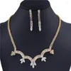 Collana di orecchini set onda sexy girocollo gioielli in argento placcato strass cristallo donne gioielli da sposa all'ingrosso