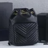 Chain Joe Rucksack Damen Rucksack V-förmige Steppung echtes Leder große Kapazität Tasche schwarz Umhängetaschen Handtasche Tote Bag343R