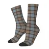 Herrstrumpor Neutral rutigt mönster Klassisk Tan och Beige Traditionell Vintage Harajuku Plaid Art Crew Crazy Sock