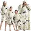 Family Matching Outfits Extra Long Hoodies Winter Sherpa TV Blanket Plush Fleece Family Matching Outfits Sweatshirts Avocado Dinosaur Homewear Oversized