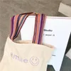 Shopping Bags Korean Ins Fabric Embroidered Smile Bag Large Capacity Student Shoulder Factory Wholesale Reusable Canvas Tote