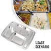 Plates 4 Sections High Quality Stainless Steel Divided Dinner Tray Lunch Container Plate For School Canteen-Accessories