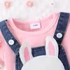 Kledingsets Baby Baby Meisje 2 stuks Lente Zomer Outfits Korte mouw Ruche Tops Denim Overalls Geboren Leuke kledingset