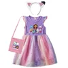 Girl Dresses Adorable Cartoon Gabby Cats Fly Sleeve Baby Dress With Bag And Headband Kids Gabby's Dollhouse Cosplay Costume