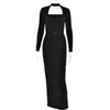 Casual Dresses Boofeenaa Hollow Backless Black Party Dress Women Elegant Luxury Long Sleeve Split Maxi Evening Gown Winter C92-DI40