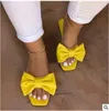 Fashionable Summer Plus Size Line Solid Color Bow Flat Sandals Outdoor Beach Slippers Elegant Womens Shoes 240226