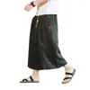 Herrenhose, japanischer Kimono, traditionelle Shorts, Herren, asiatische Kleidung, Badehose, lässige, lockere Herren-Hose im Japan-Stil, Yukata-Leinen, weites Bein