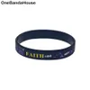 100PCS Jesus Silicone Rubber Bracelet Debossed Filled in Color Matthew 1720 Faith can move mountains234d