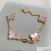 2023 Clover Bracelet Mother of Pearl 18k Gol Love Bangle Shining Crystal Diamond Jewelry