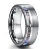 Bröllopsringar 8mm Natual Abalone Shell Tungsten Carbide Ring Silver Color Matte Surface Promise Smycken Engagement Män Anillos1291H
