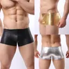 Sous-vêtements 2024 Hommes Sexy Fun Boxer Shorts Mâle En Cuir Verni Avec Anneau Sous-Vêtements Slim Fit Boxers