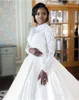 Full Bling Sequins A Line Wedding dress Ball Gown Wedding Dress Sheer Jewel Neck Long Sleeve Bridal GownsYD