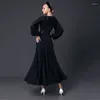 Stage Wear Femmes Waltz Ballroom Dance Concours Robes à manches longues Latin Performance Robe Femme Party Dancewear SL9546