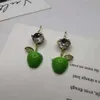 デザイナーmiuimiui miao jias 21 New Green Apple Earrings Imitation Crystal Full Diamond Earhook High Grade Sweet Temperament Blue Fruit Earrings