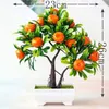 Decorative Flowers 2024 Fake Potted Artificial Plants Bonsai Orange Fruit Tree For Home Wedding Room Decoration Flower El Party Decor