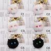 Girl Heart Powder Blusher Cat Plush Key Chain Cute Cartoon Figure Cat Hair Ball Keychains Pendant Hand Lanyards 8x15