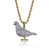 Necklace Moissanite Personality pigeon hip hop mens Pendant micro inlaid two color Chaoren animal Necklace