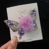 Akcesoria do włosów Diament Diament dla kobiet pluszowych piłek klip z boku koreańskiego w stylu spinki do włosów motyl