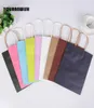 Gift Wrap 20pcslot White Pink Purple Sky Blue Coffee Kraft Paper Bag With Handle Wedding Birthday Party Package Bags5774516