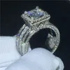 choucong Vintage Court Ring 925 sterling Silver Princess cut 5A cz stone Engagement Wedding band Rings For Women Jewelry Gift252P