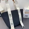 Raffias Beach Bag Tasarımcı Saman çantası Dokuma Tote Lüks Kadınlar Erkek Tatil Çanta Moda Büyük Kapasiteli Sepet Alışveriş Çantaları Omuz Çantası