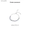 Pulsera de circón de cristal ajustable de Color plateado brillante de lujo con cuentas para mujer 2023 nueva moda pulsera chapada en platino regalo de joyería YQ240226