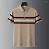 Herren Polos Advanced Mercerized Cotton Business Poloshirt Kurzarm 2024 Sommermode Streifen T-Shirt Freizeitkleidung