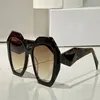 Polygonförmige Sonnenbrille für Damen, 16 W, Havannabraun, schattiert, modische Sonnenbrille mit UV400-Schutz und Box217b