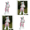 Costumes de mascotte Profession Made Rose Longue Fourrure Furry Fox Wolf Husky Dog Costume Fursuit Adt Cartoon Christmas Party Drop Delivery App Dh7Ck