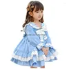 Robes de fille Fille bébé princesse dentelle robe printemps automne enfant Vintage broderie fête d'anniversaire Costume manches longues vêtements goutte Dhiwn