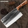 Mutfak Bıçakları 5CR15Mov Mutfak Dövme Cleaver% 100 El yapımı dövme bıçak Çin mutfak dilimleme et bıçağı doğrama bıçağı pişirme araçları Q240226