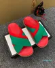 Women Designer Rubber Slides Slippers Flat Blooms Strawberry Tiger Bees Green Red White Web Beach Flip Flops Flower Sandals With Box