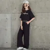 Clothing Sets 2024 Fashion Summer Kids 5 6 7 8 9 10 11 12 Years Old Loose Girls Set Sweatshirt T-shirt Vest Wide-leg Pants