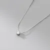 Colliers Modian 925 STERLING Silver Simple Round Round Clear CZ Pendant Collier Snake Chain Colliers Fomen Women Birthday Fine Jewelry Cadeau