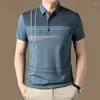 Polo da uomo Polo da uomo T-shirt a maniche corte estive Tasche con bottoni a righe in cotone Comodità alla moda Colletto rovesciato Top casual