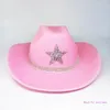 Berets à prova de sol para strass estrela fedora chapéu cowboy com borda de rolo ocidental h dropship