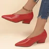 Chaussures habillées bout pointu talons hauts femmes 2024 sandales épaisses marque de marque printemps été pompes féminines peu profondes Zapatos