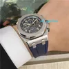 Роскошные часы Audemar Pigue AP Royal Oak Offshore Series Швейцарские мужские автоматические механические часы 42 мм Стальной дисплей даты Функция синхронизации Водонепроницаемые 26470STO FUN 5S