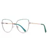 Sunglasses Frames 55mm Clear Lens Blue Light Filter Glasses For Women Metal Frame Pink Cat Eye 3081