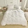 Set driedimensionale snijper geplooide ambachten dubbele dekbedovertrek set 220x240 vaste draai bloemen king size beddengoed set quilt deksel set pure gordijnen