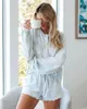 Vêtements ethniques Produit d'été Impression numérique Femmes Casual Loose Home Vêtements Tie-Dye Shorts Hauts à manches longues BZC