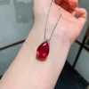 Uppsättningar Trend Wedding Smyckesuppsättningar för kvinnor syntetiska Ruby Gemstone High Carbon Diamonds Pendant Halsbandörhängen Kvinnliga gåvor