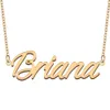 Briana Naam Ketting Aangepaste Naamplaat Hanger voor Vrouwen Meisjes Verjaardagscadeau Kinderen Beste Vrienden Sieraden 18k Verguld Roestvrij Staal