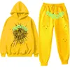 Mens SP5DER BUSK BAKTIE RIOT GRAFFITI ZESTAW PAPIDER ZESTAW ZESTAW ZATRZYMANIE 555 Designer Bluza dwuczęściowa set damski pająk bluza